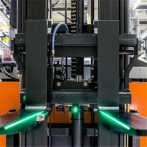 Heftrucklasergidsysteem voor magazijn voor goederenbehandeling